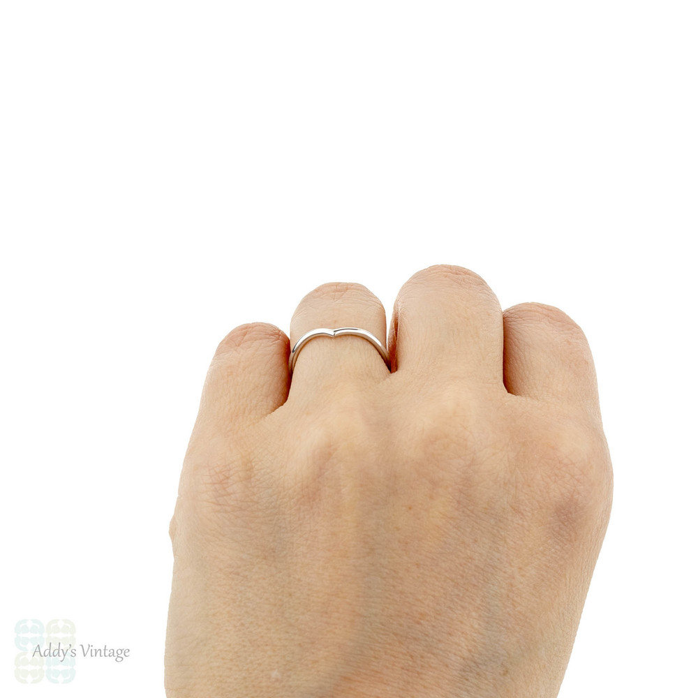 Handmade Wishbone 18ct Gold Wedding Ring, Recycled 18k Rose, Yellow or White Gold 1.5mm Chevron Band.