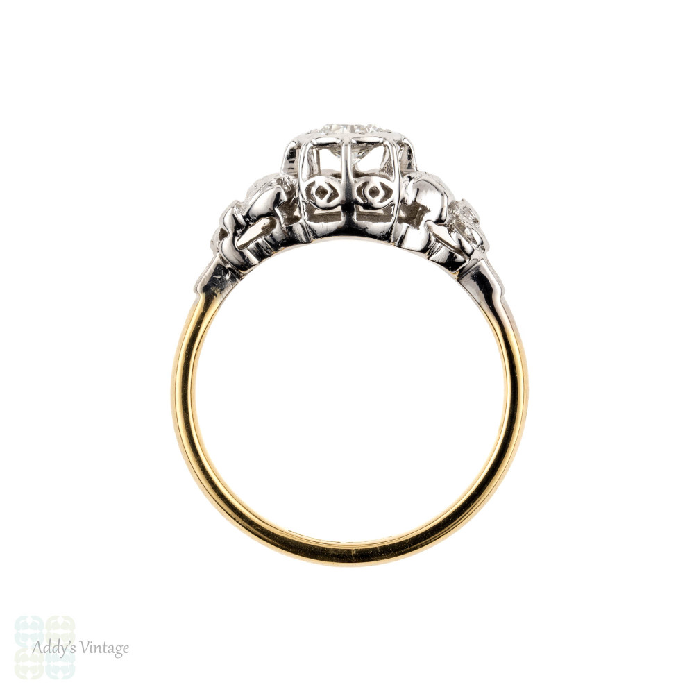 Vintage Diamond Engagement Ring, Exquisite Ribbon Design 0.25 ct. 18ct & Platinum.