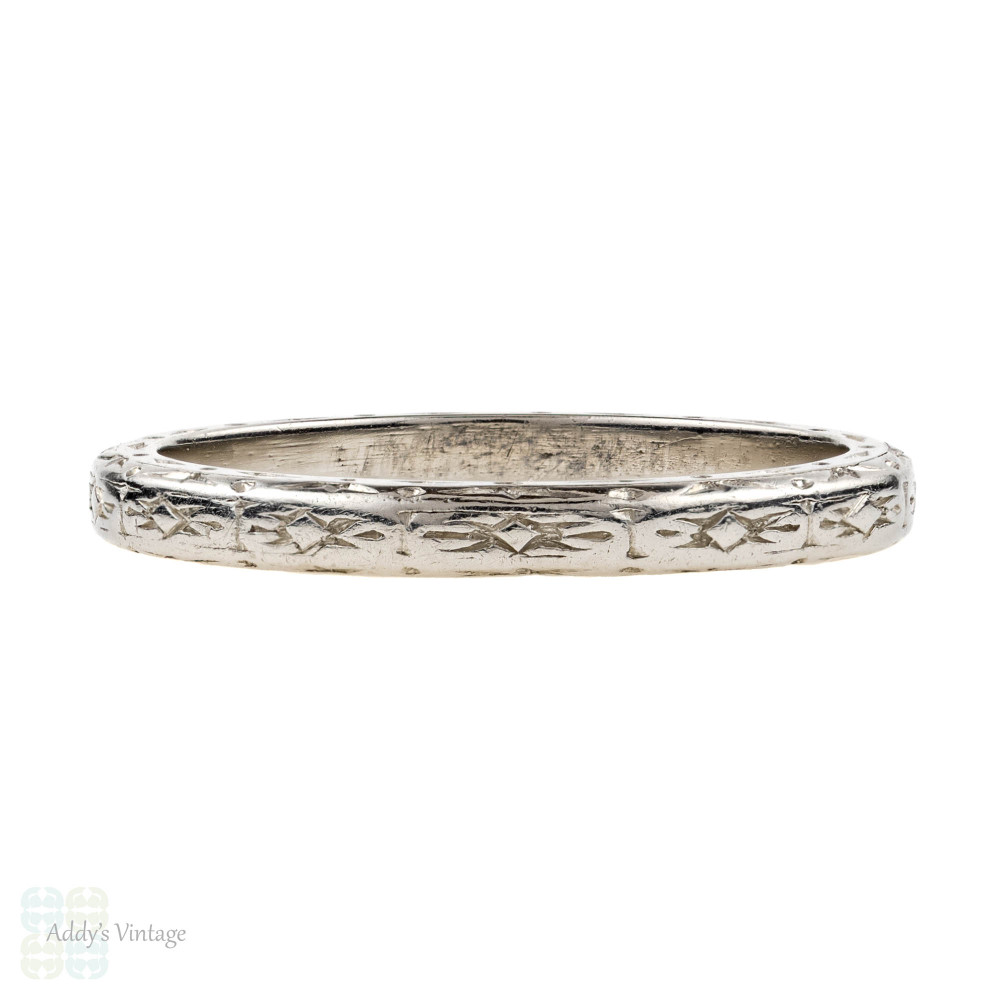 Antique Engraved Platinum Wedding Ring by Spaulding &amp; Co