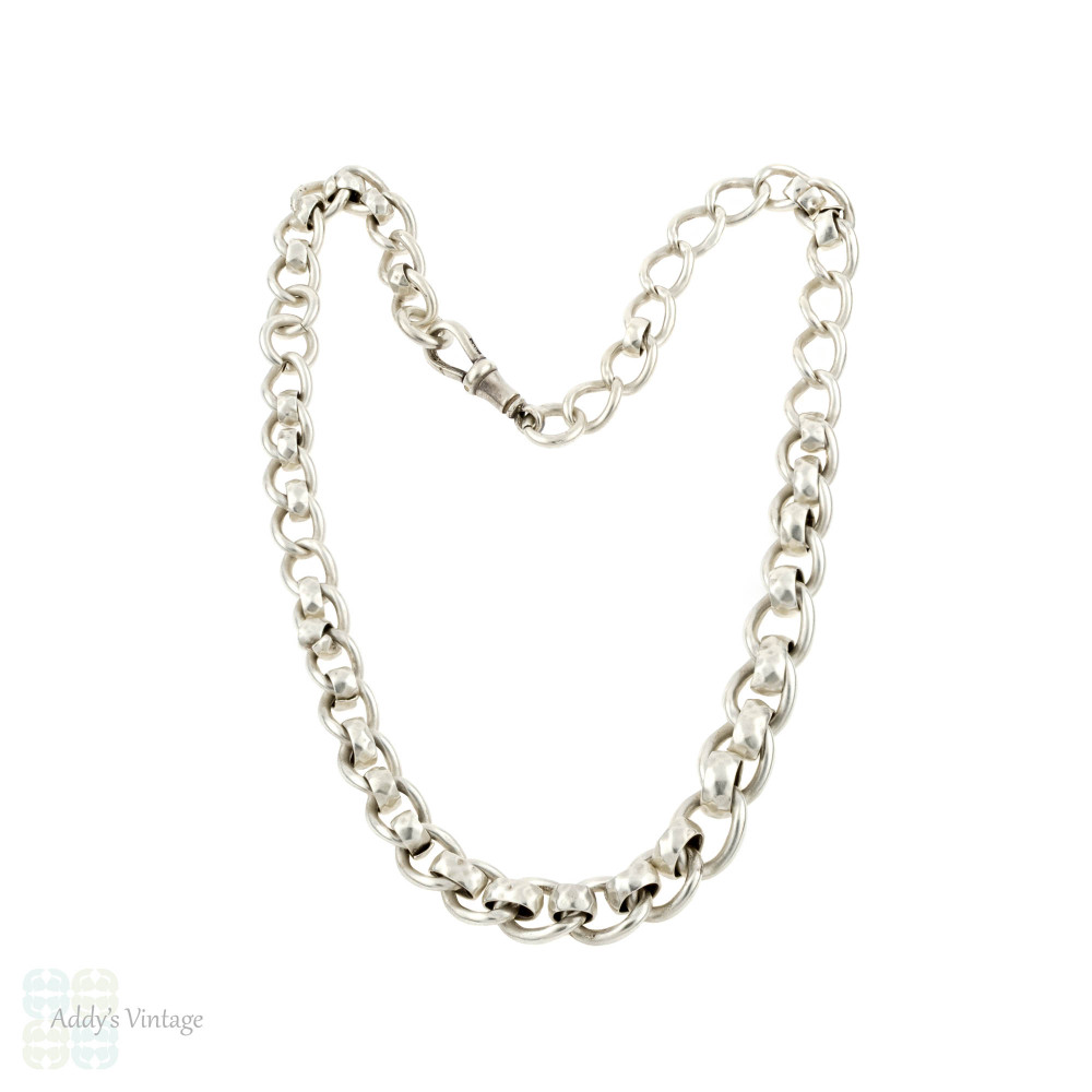 Chunky SilverRolo Chain Necklace and ''S'' Front Clasp Pendant For