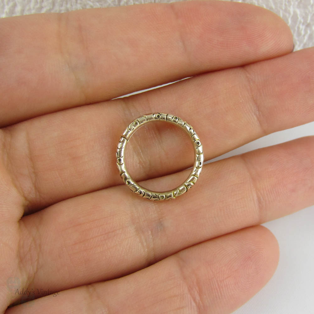 Antique Split Ring, Georgian 9 Carat Yellow Gold Engraved Split Ring for Charms, Fobs.