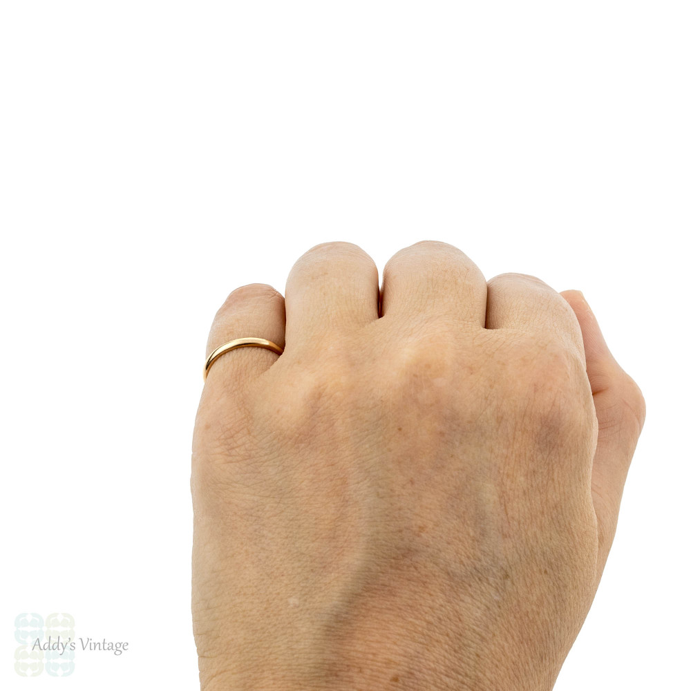 Vintage 22ct Gold Wedding Ring, Ladies 1950s D Profile 22k Band. Size J.5 / 5.