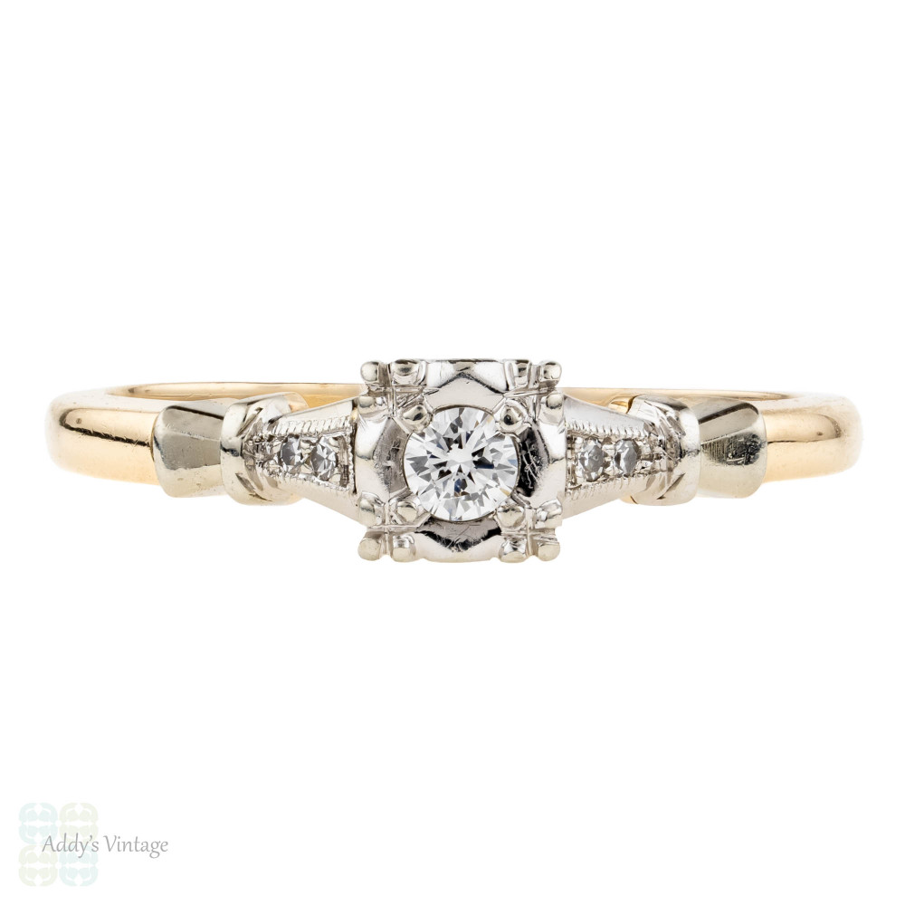 Zoya Vintage Side Stone Diamond Engagement Ring