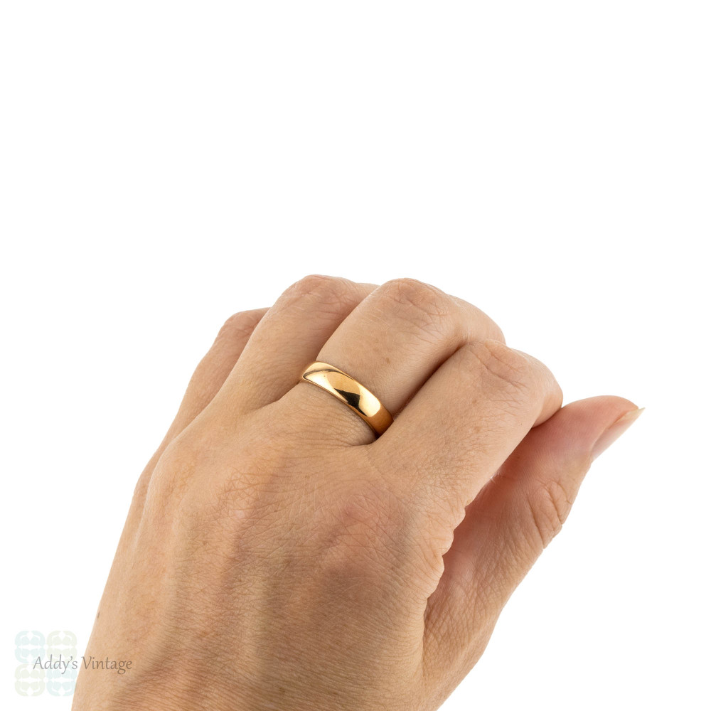 RESERVED Antique 22ct Wedding Ring, Art Deco Wide 22k Gold Band. Circa 1920, Size R / 8.75.
