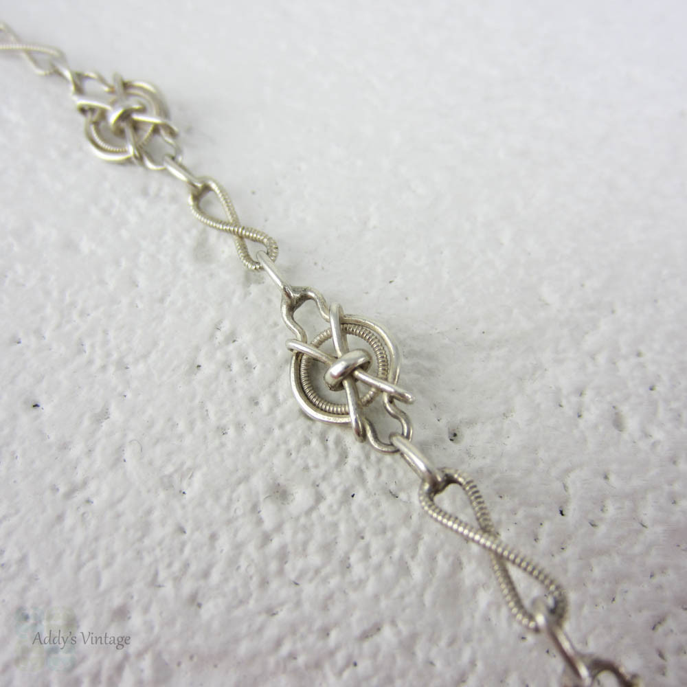 Vintage French 800 - 900 Silver Fancy Link Chain. Antique Ridged Design Alternating Link Necklace, 110 cm / 43.3 inches.