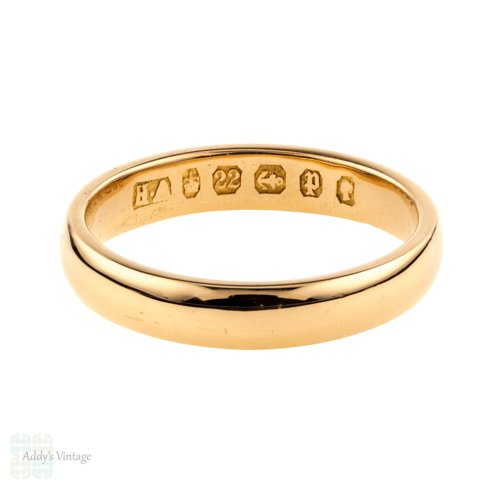 RESERVED Victorian 22ct Gold Wedding Ring, Antique 1880s 22k Band. Size J / 5.