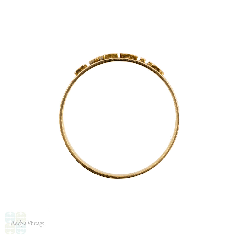 Victorian Mizpah 18k Ring, Antique 18ct Yellow Gold with Beaded Edge. Chester 1890s.