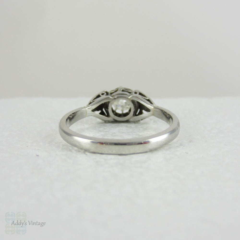 Art Deco Old Mine Cut Platinum Solitiarie Engagement Ring. Single Stone Vintage Buttercup Setting Diamond Ring.