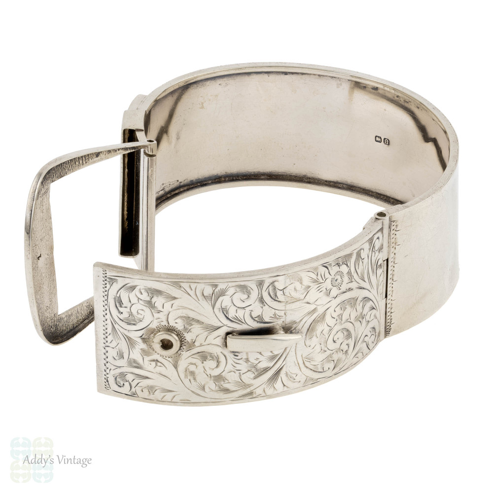 Vintage Sterling Silver Hinged Bracelet, Belt Buckle Bracelet – Beeches  Vintage