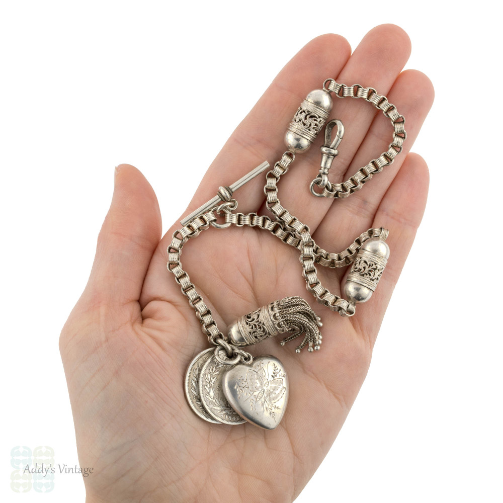 Ornate Sterling Silver Two Piece Clasp, Sterling Silver Heart