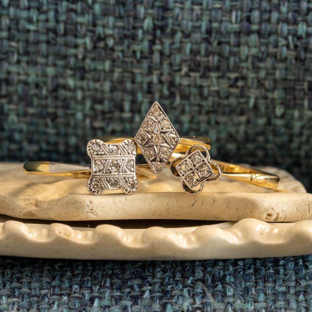 Marquise 1930s Art Deco Diamond Cluster Ring, Engraved Star & Milgrain Detail. 18ct & Platinum.