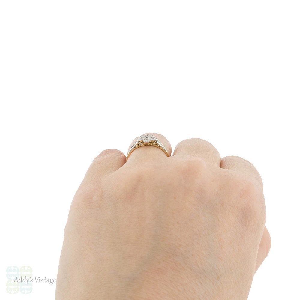 Vintage Diamond Cluster Engagement Ring, Daisy Flower Design. Circa 1930s, 18ct Gold & Platinum.