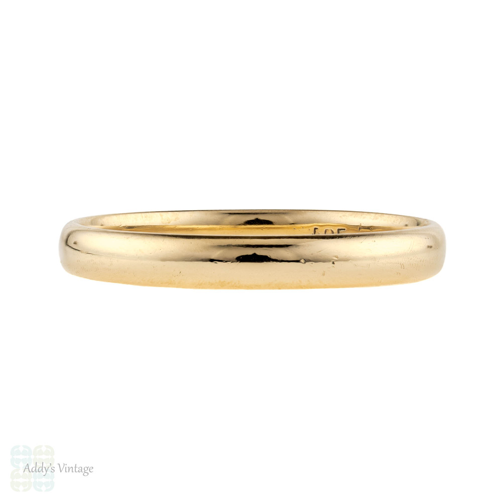 Vintage 14k Yellow Gold Men's Wedding Ring, 14ct 1940s Band Size X