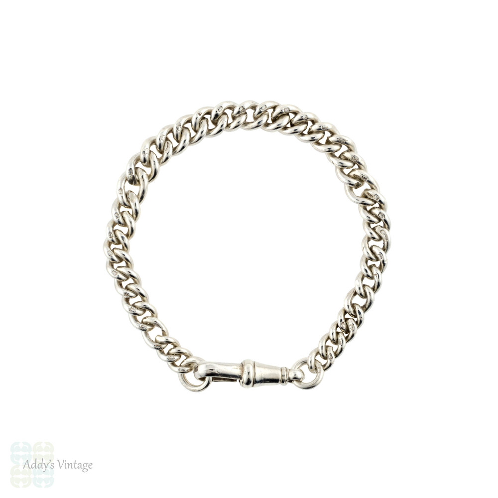 Antique Silver English Heat Padlock Curb Chain Bracelet – Boylerpf
