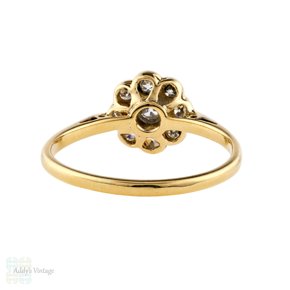 Antique Diamond Daisy Flower Engagement Ring, Circa 1900s, 18ct & Platinum.