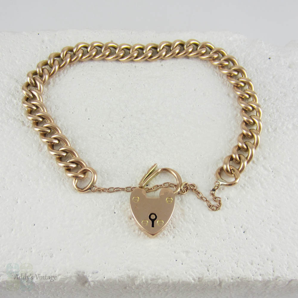 Vintage Heart Lock Rose Gold Bracelet