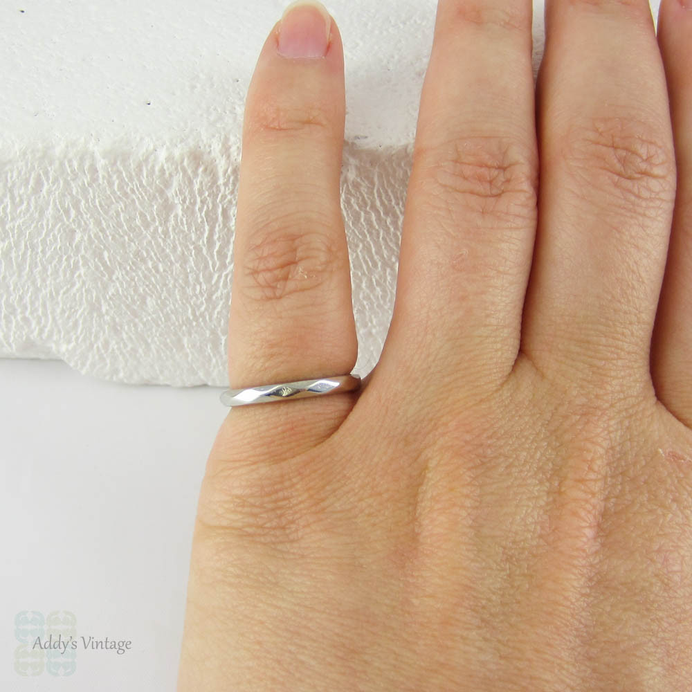 RESERVED. Vintage Faceted Platinum Wedding Ring. Unique 1940s Court Comfort Fit Heavy Geometric Style Platinum Band.