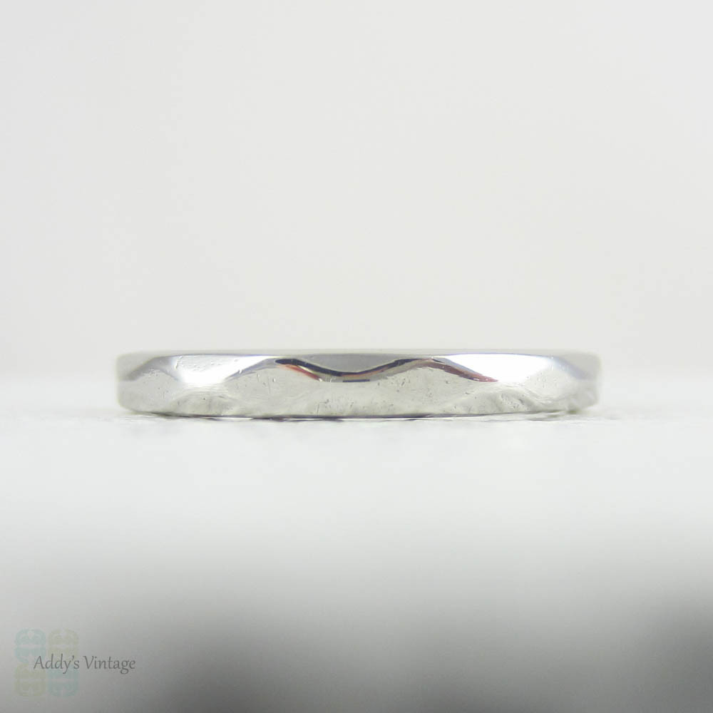 RESERVED. Vintage Faceted Platinum Wedding Ring. Unique 1940s Court Comfort Fit Heavy Geometric Style Platinum Band.
