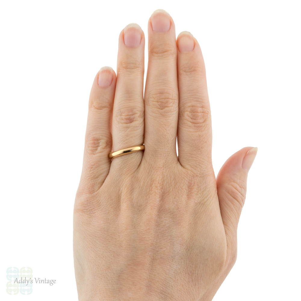 Ladies 22ct Gold Wedding Ring, Heavy 1920s Womens 22k Band. Size M / 6.25.