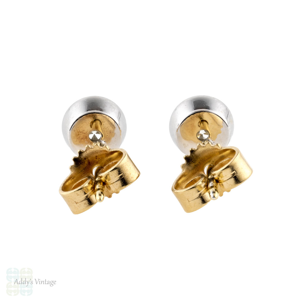 RESERVED Bezel Set Diamond Stud Earrings, 0.42 ctw Round Brilliant Cut Diamonds in 14k Rubover Settings.