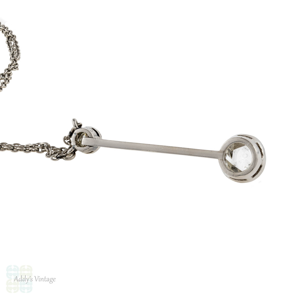 Rose Cut Diamond Pendant, Antique Edwardian Platinum Necklace.