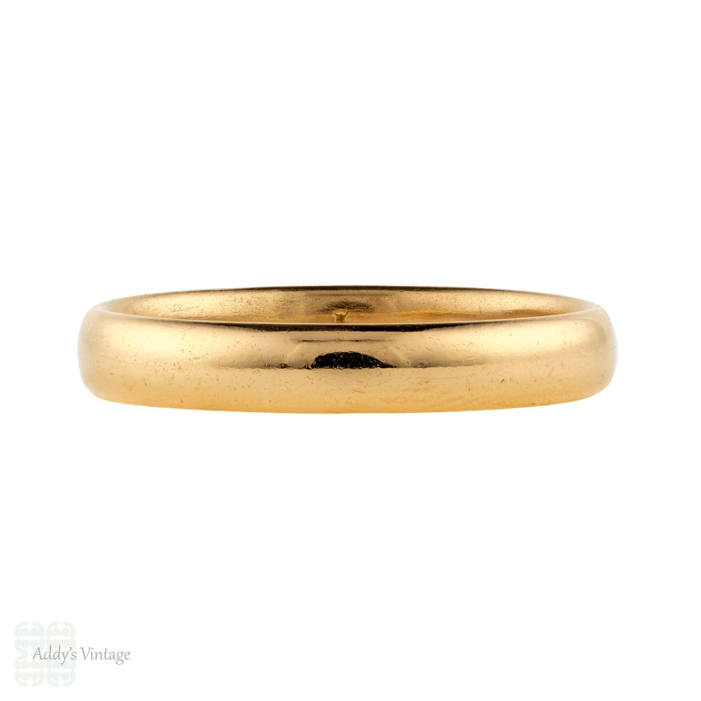 Art Deco 22ct Wedding Ring, Vintage 1930s Court Comfort Fit 22k Band. Size O / 7.25.