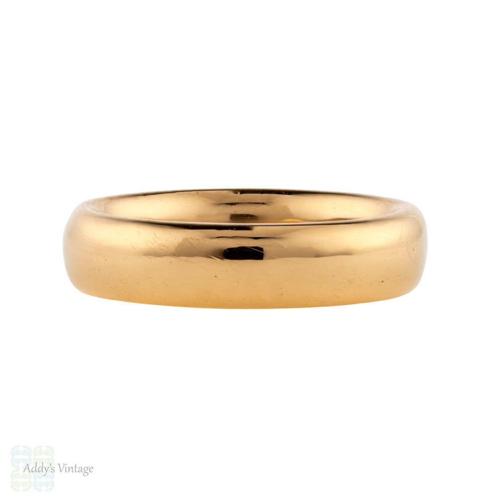 Antique 22ct Ladies Wedding Ring, Heavy 1920s Court Comfort Fit 22k Band Size K, 5.25.