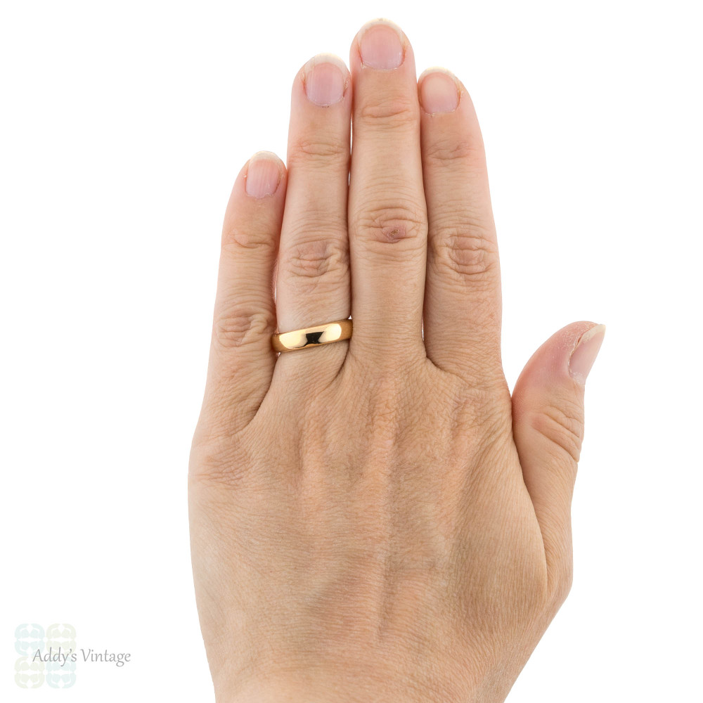 Antique 22ct Ladies Wedding Ring, Heavy 1920s Court Comfort Fit 22k Band Size K, 5.25.