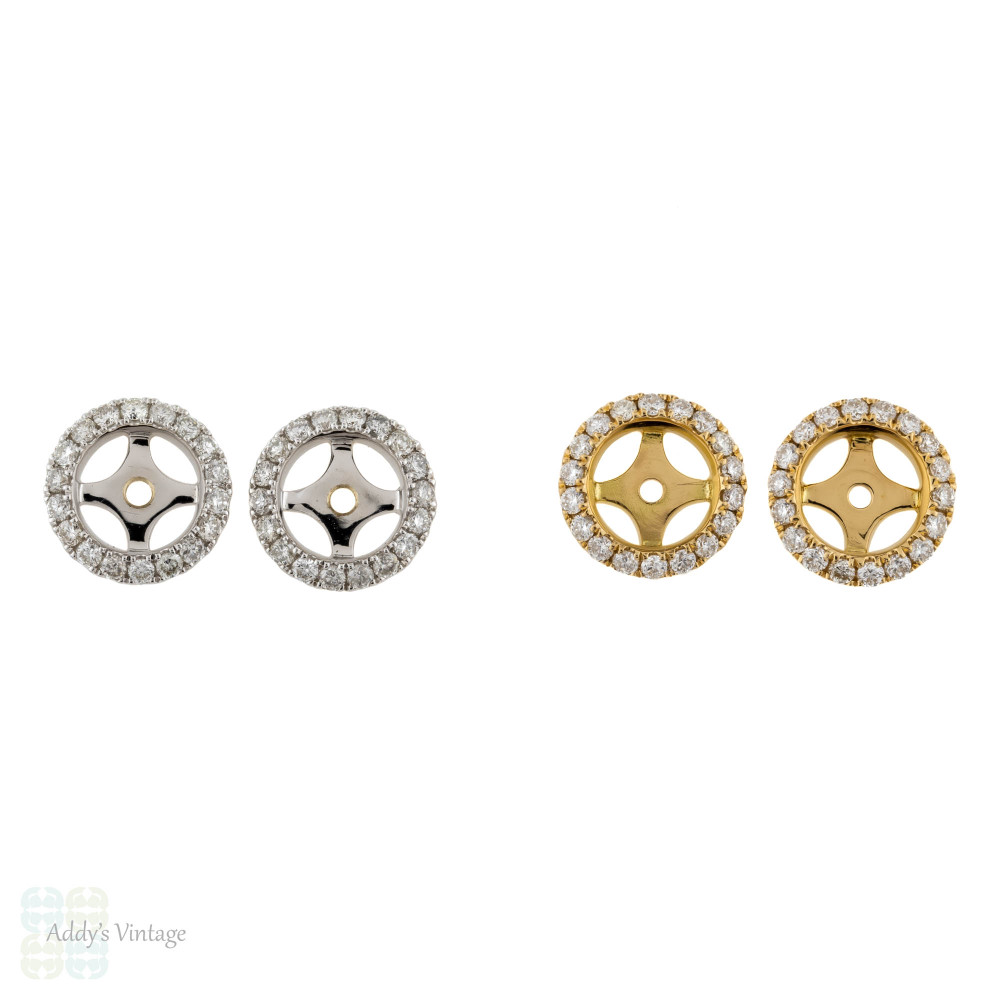 Diamond Earring Halo Jackets, 18ct Gold Stud Enhancers for 5mm