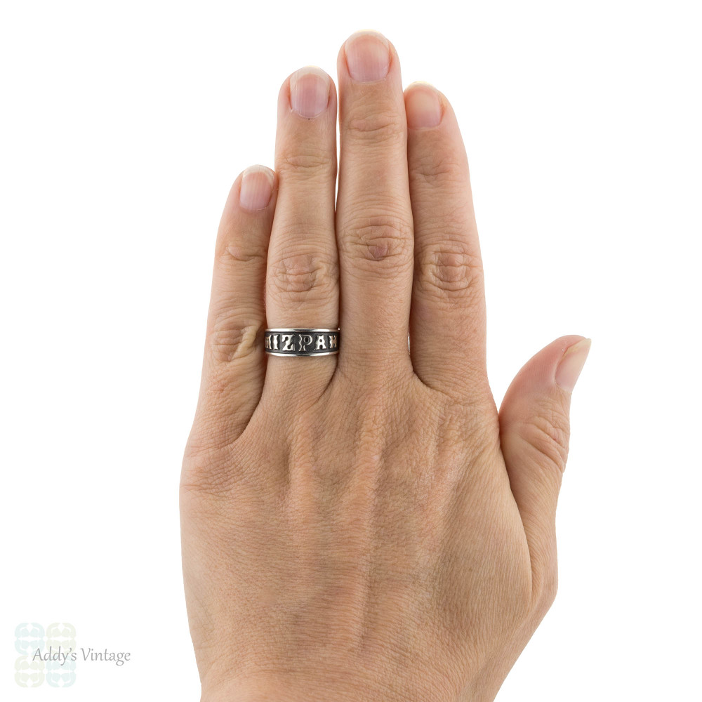 Victorian Sterling Silver Mizpah Ring, 1880s Antique Love Token or