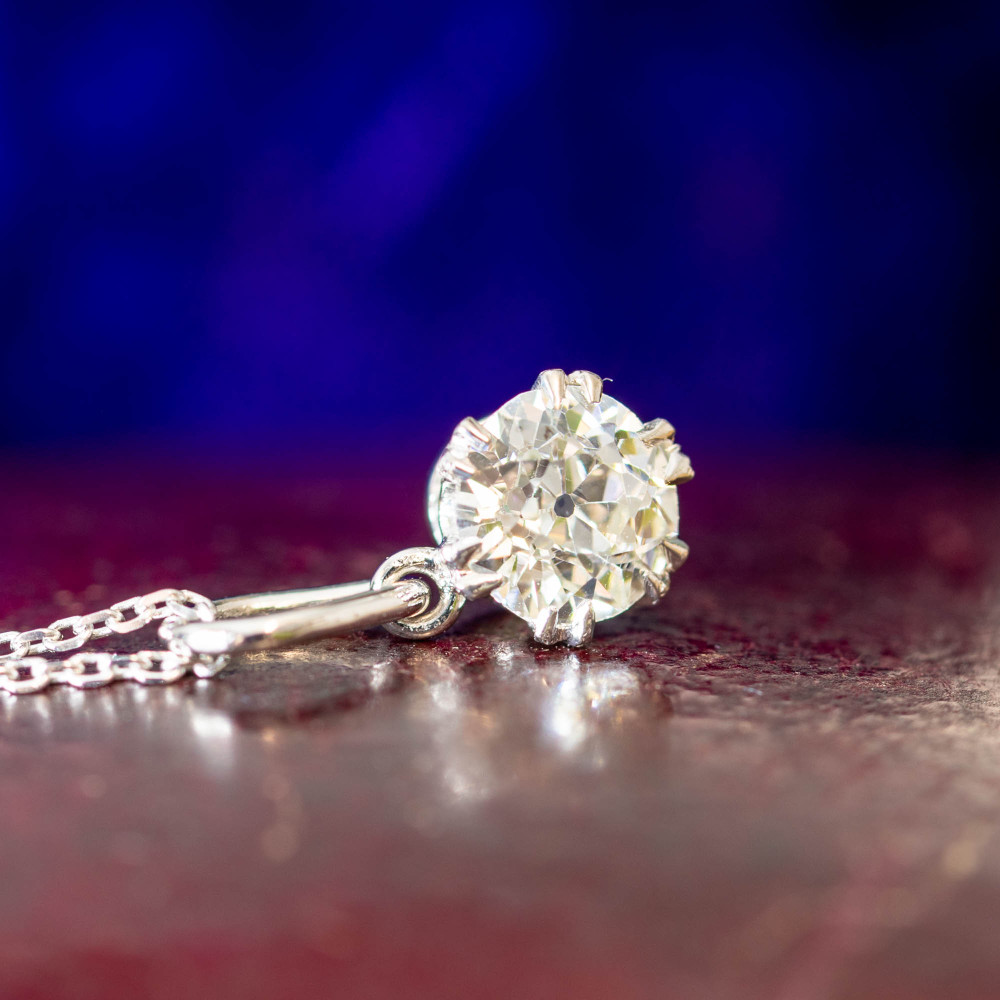 Rex Setting RESERVED Old European Cut Diamond Pendant, 18ct & Platinum Crown Rex ...