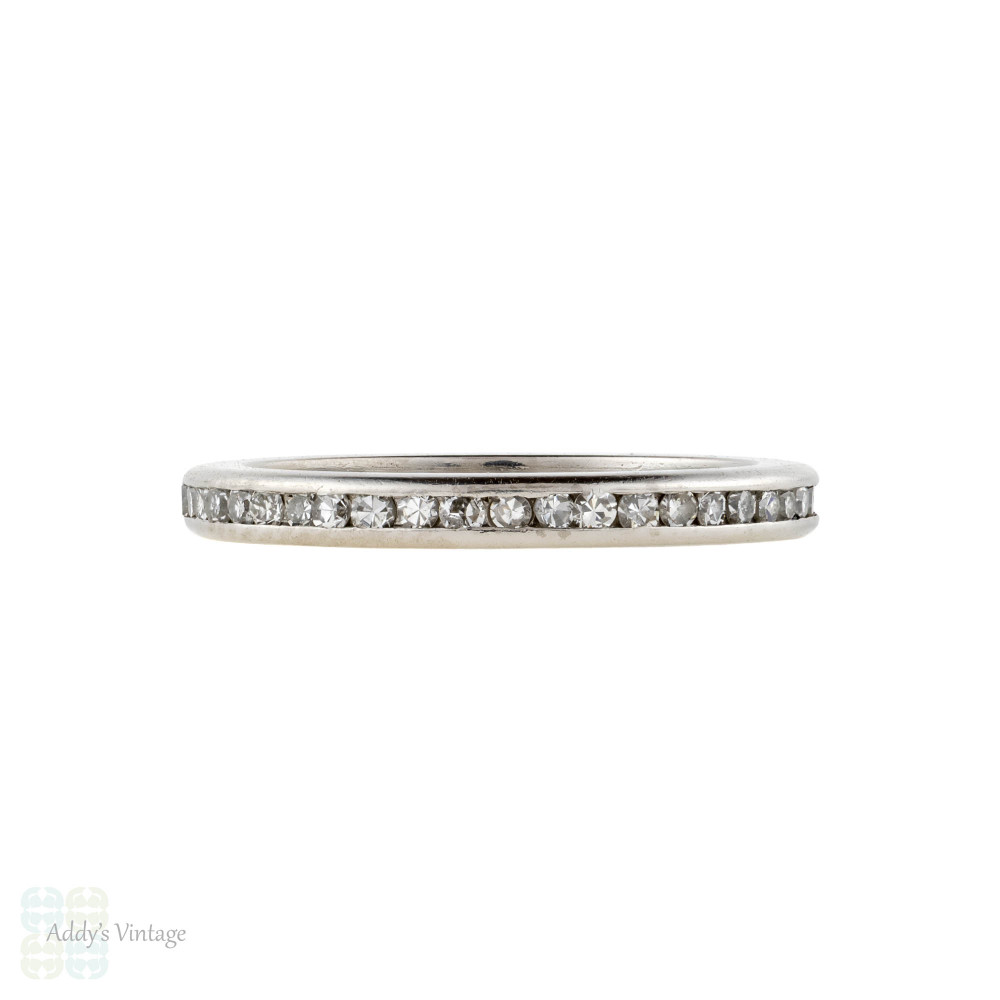 Narrow Platinum Diamond Eternity Ring, Vintage 0.40 ctw Channel Set Wedding Band. Size L / 5.75.