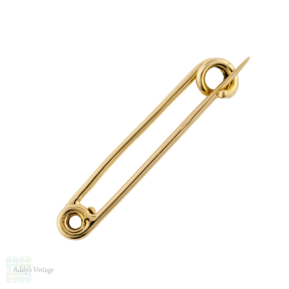 Vintage Gold Safety Pin Charm Brooch Pin - Ruby Lane