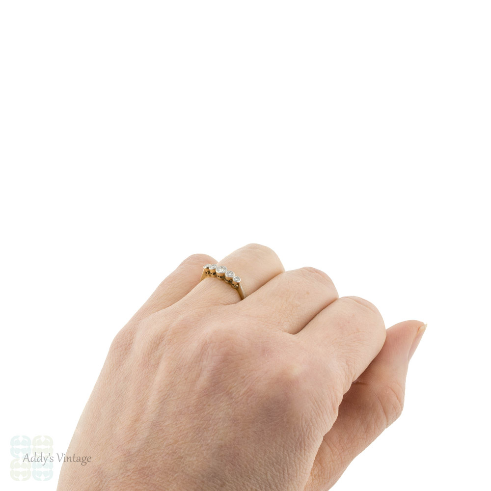 RESERVED Five Stone Diamond Engagement Ring, Art Deco Graduated Bezel Set Band 18ct Gold.
