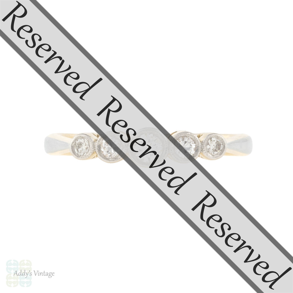 RESERVED Five Stone Diamond Engagement Ring, Art Deco Graduated Bezel Set Band 18ct Gold.