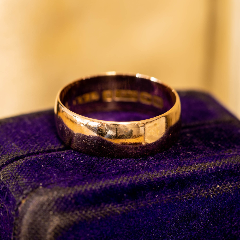 Antique 9ct Rose Gold Wedding Ring, 9k 1910s Cigar Wedding Band Size O.5 / 7.5.