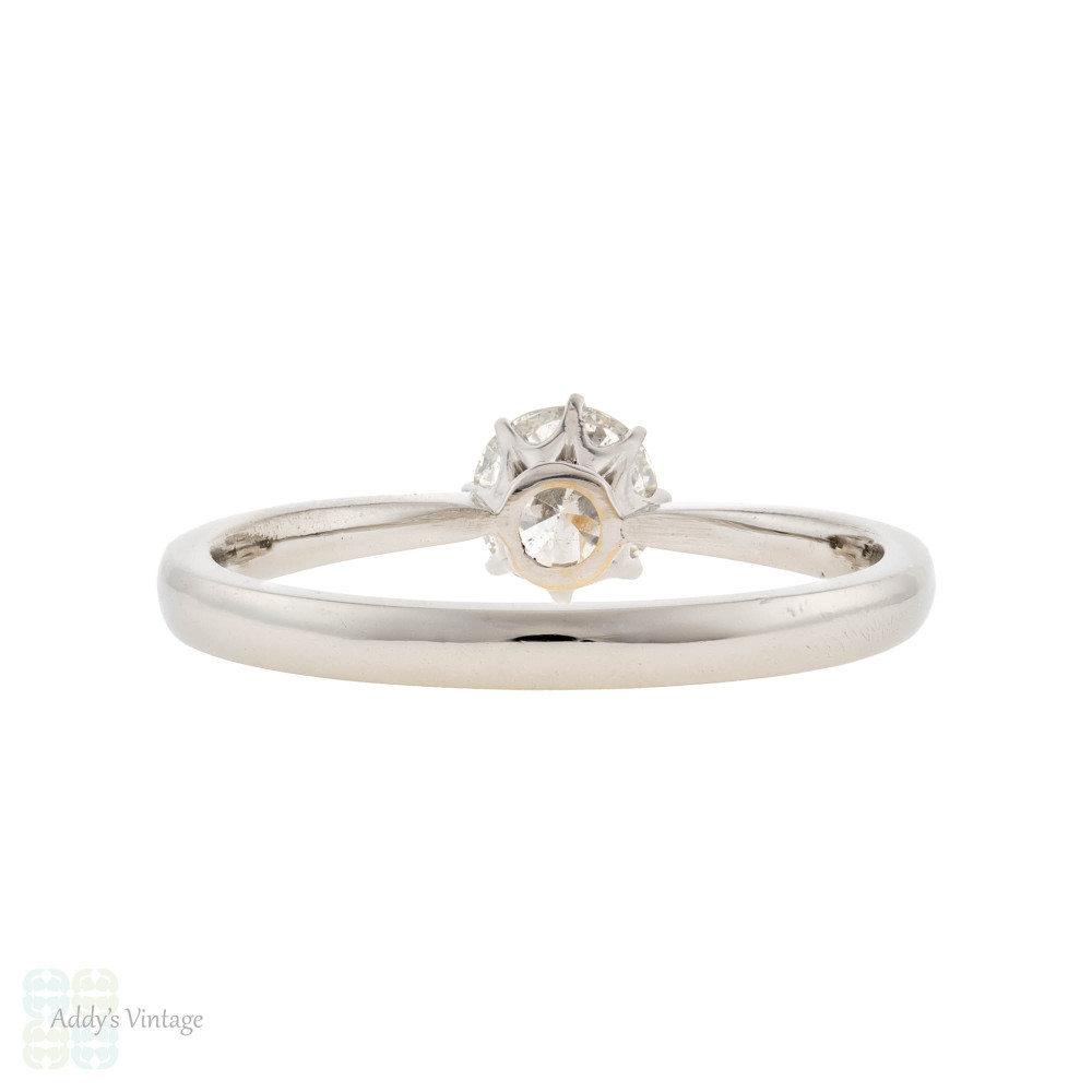 Vintage Diamond Engagement Ring, Platinum Crown Style 0.50 ct Solitaire Ring.