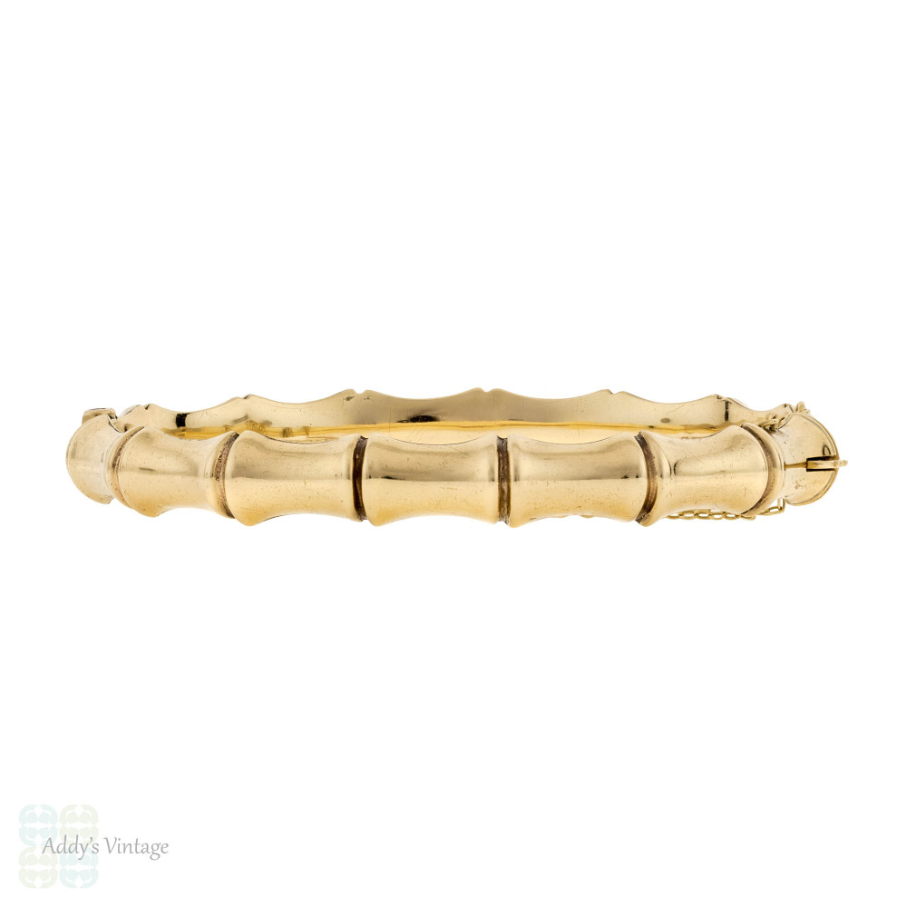 Vintage 9ct Bamboo Bangle Bracelet, 1960s 9k Yellow Gold. - Addy's Vintage