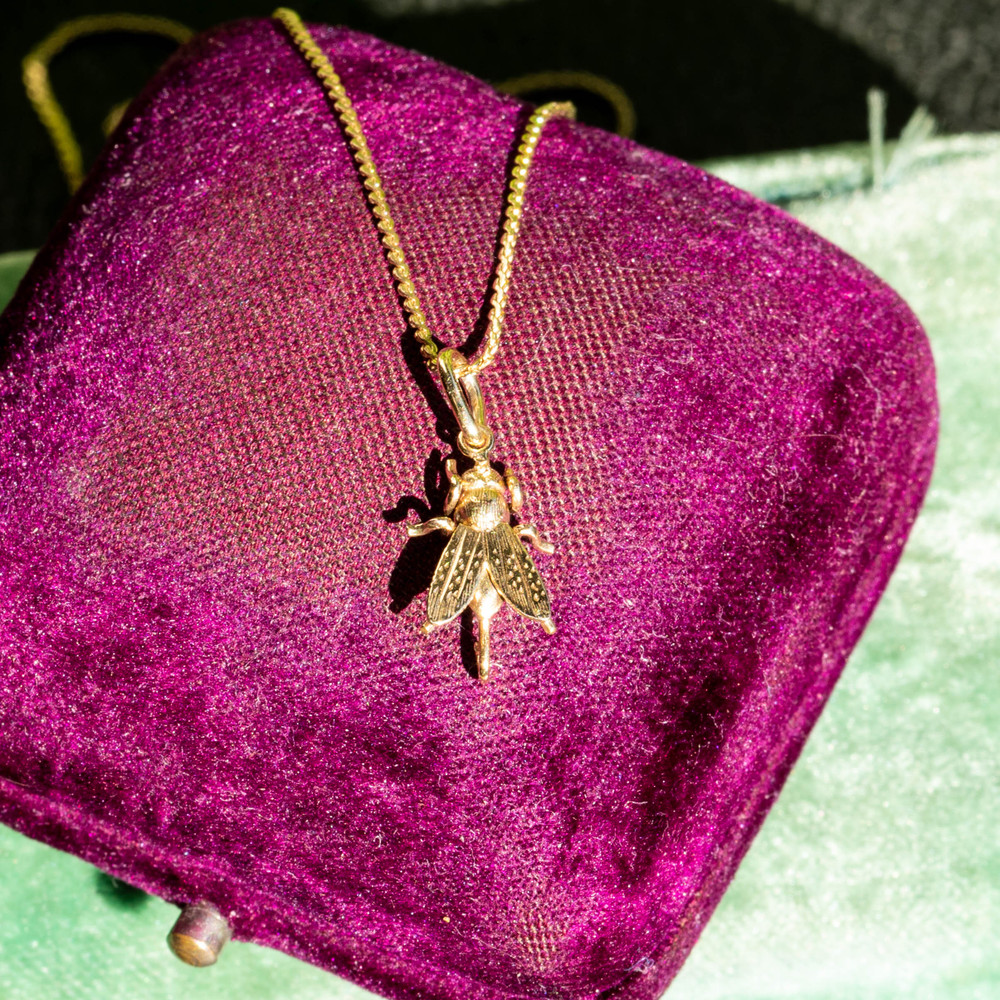 Antique 15ct 15k Gold Fly Charm, Miniature Bug Conversion Pendant.