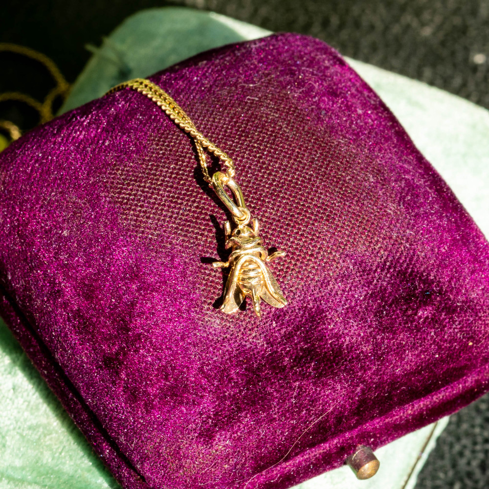 Antique 15ct 15k Gold Fly Charm, Miniature Bug Conversion Pendant.