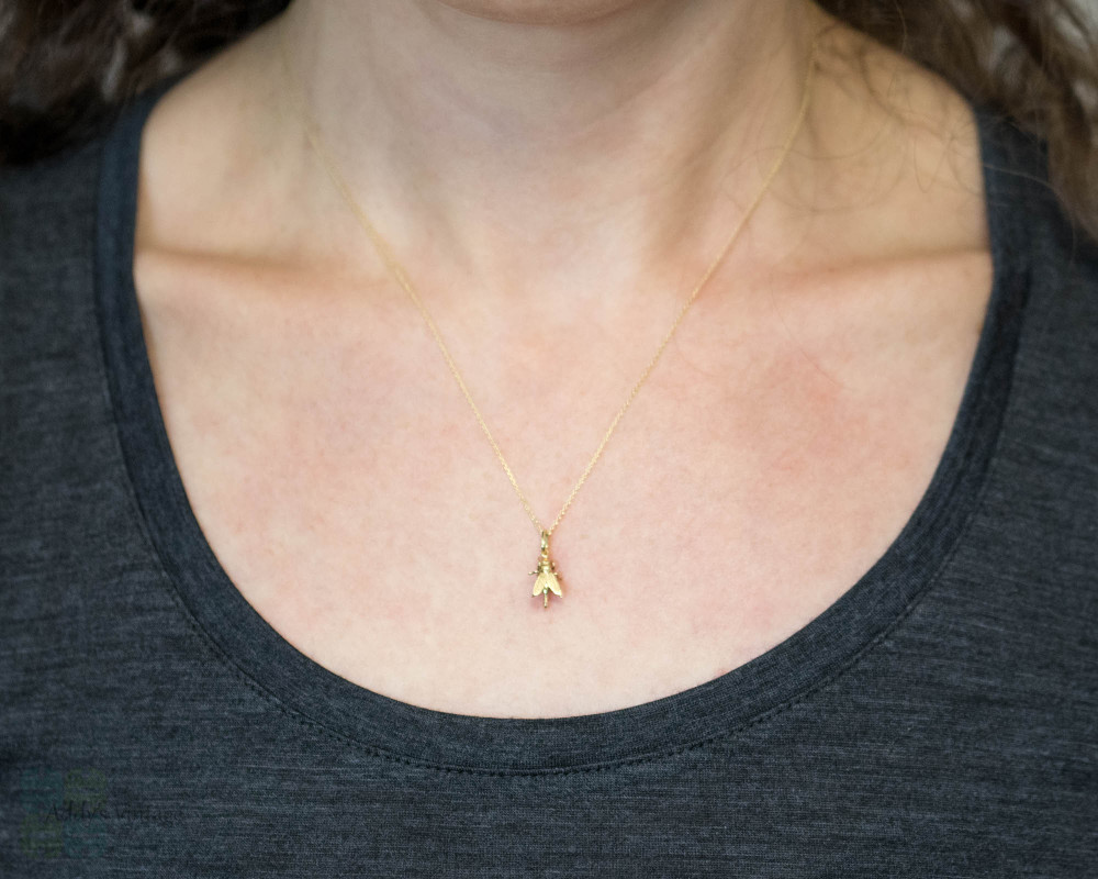 Antique 15ct 15k Gold Fly Charm, Miniature Bug Conversion Pendant.