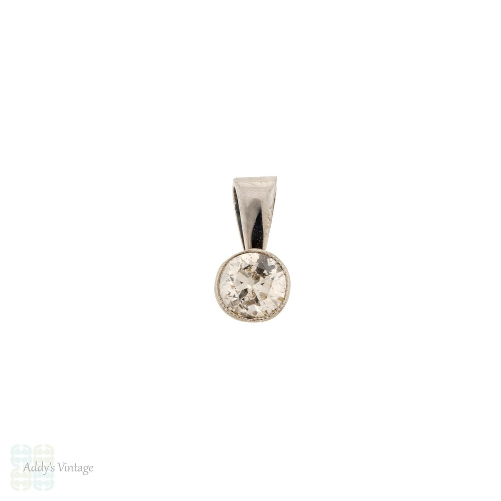 Old European Cut Diamond Pendant, 0.16ct Bezel Set Design 14k 14ct Gold.