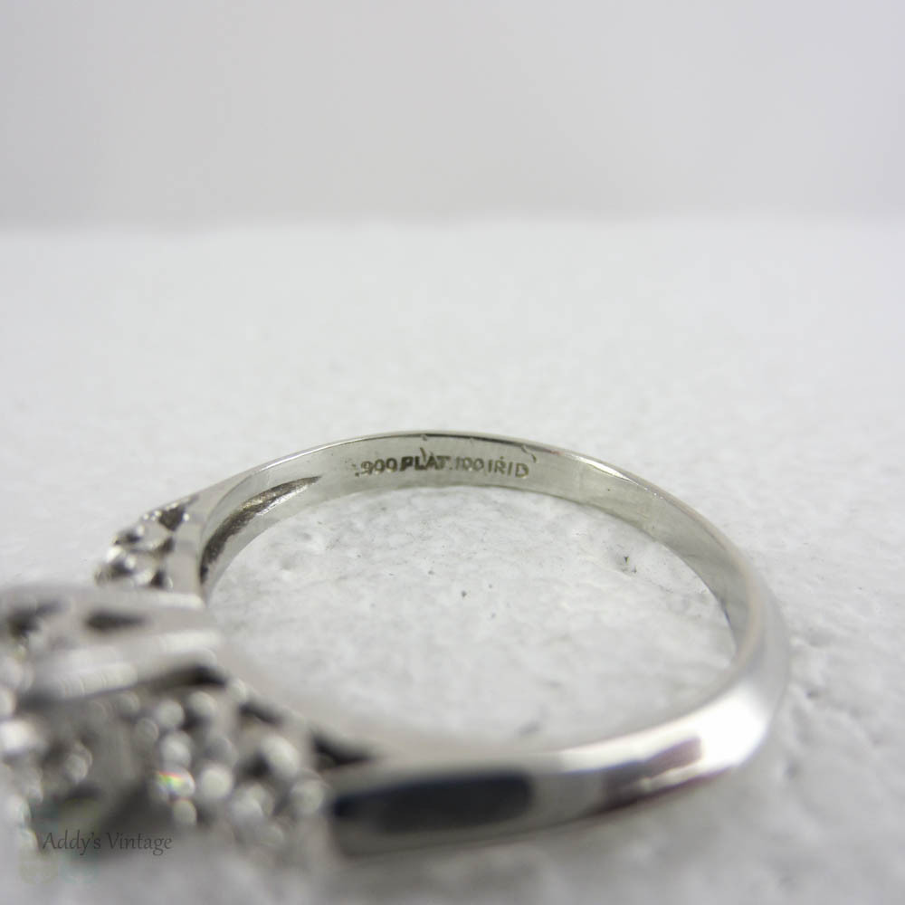 1930s Platinum & Diamond Engagement Ring. Transitional Cut Diamond Set in Fishtail Style Triple Claw Prongs with Knife Edge Setting.