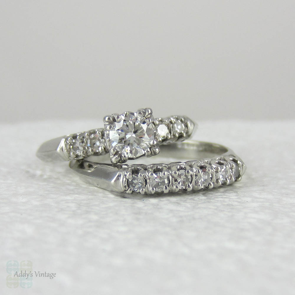 1930s Platinum & Diamond Engagement Ring. Transitional Cut Diamond Set in Fishtail Style Triple Claw Prongs with Knife Edge Setting.