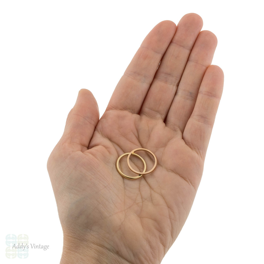 French 18ct Rose Gold Wedding Ring, Vintage Pipe Cut Slender Ladies Band Size K.5 / 5.75.