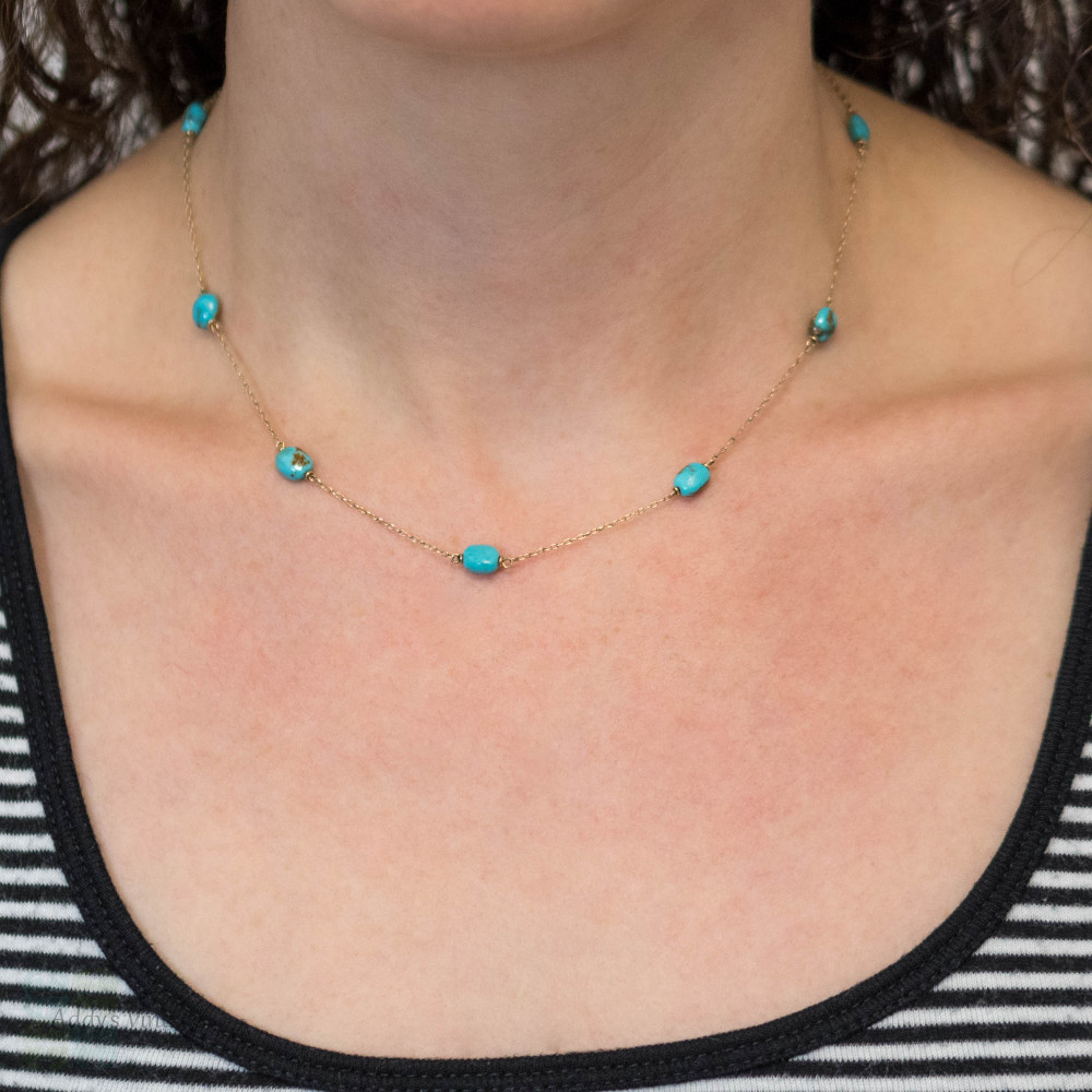 Multi Stone Turquoise Station Necklace with Shell | Grandview Mercantile