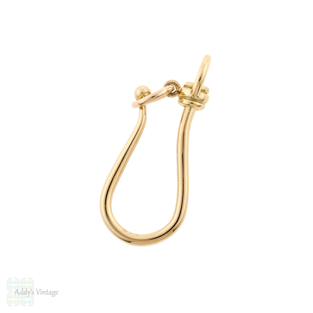 Antique Style 9ct Gold Charm Hook for Pendants & Charms - With Safety Loop