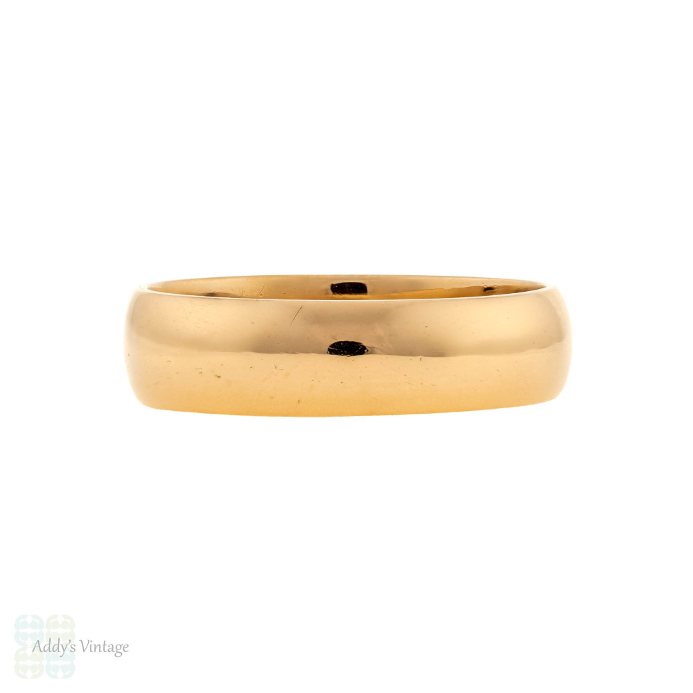 Wide Antique 22ct Ladies Wedding Ring, Edwardian 22k Gold Band Size M / 6.25.