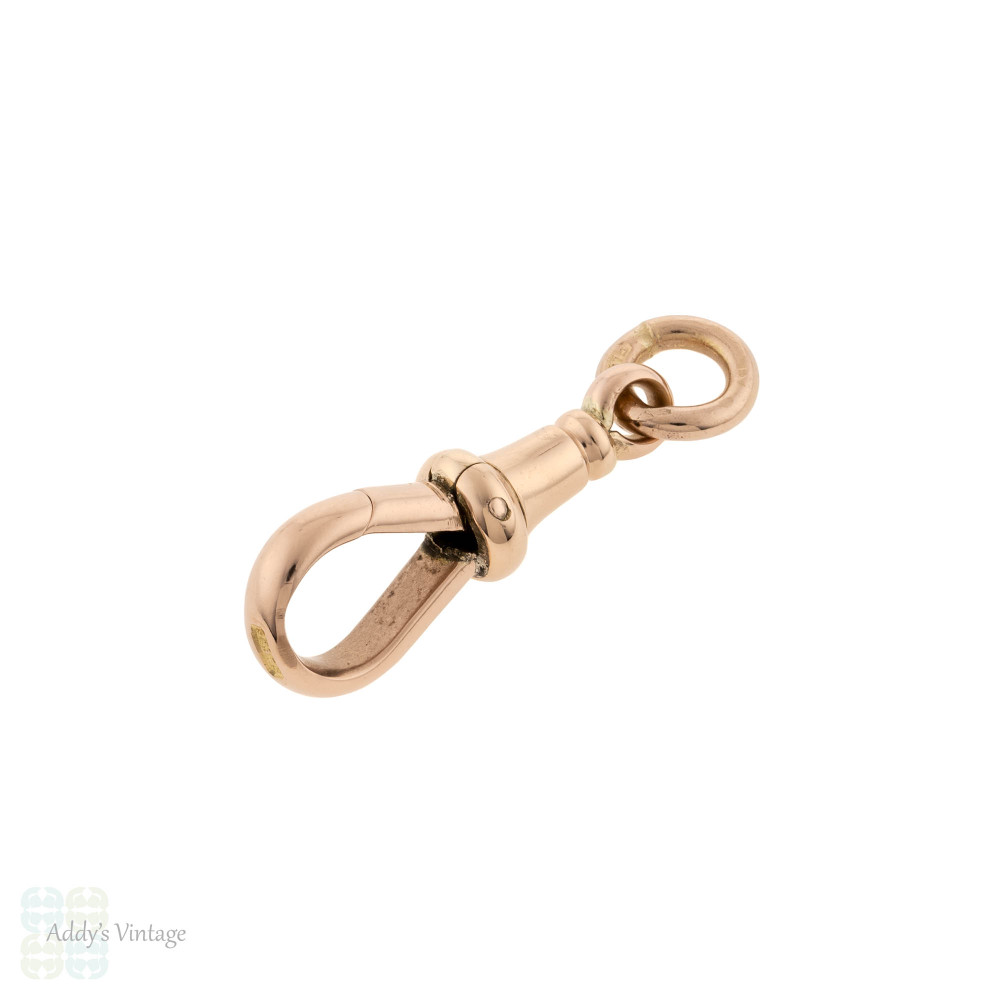 Large Antique 9ct 9k Rose Gold Dog Clip Clasp, 2.6g.