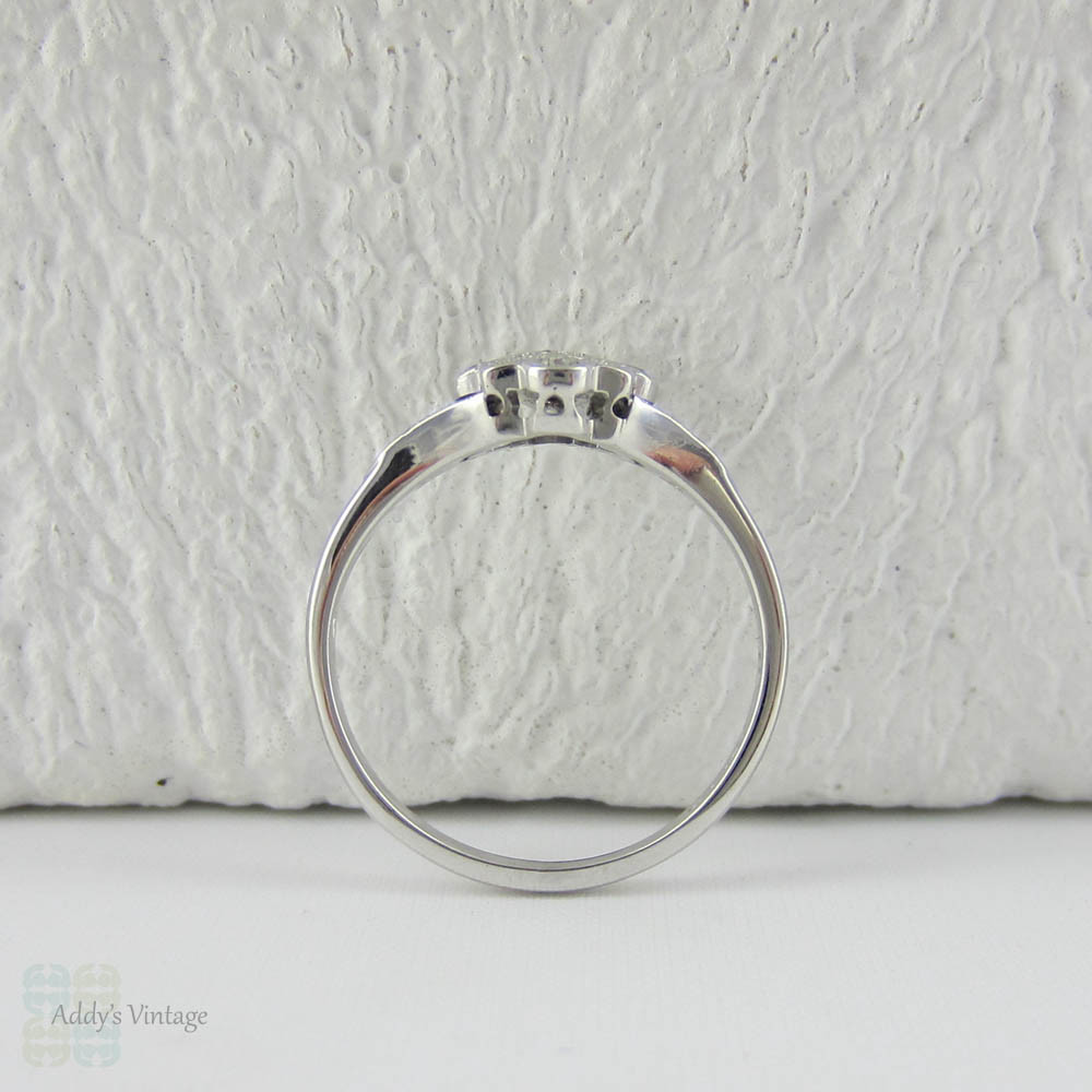 Elegant Art Deco Diamond Engagement Ring, Geometric Diamond Cluster in 18 Carat White Gold.
